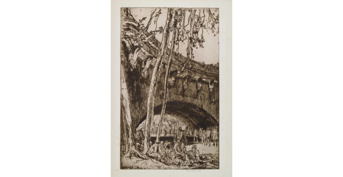 Frank Brangwyn, Paris - Arch of the Pont Neuf, 1923, ysgythriad