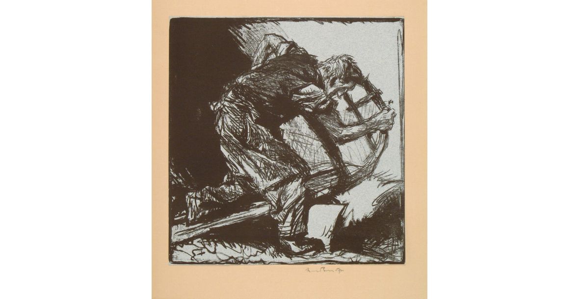 Frank Brangwyn, Man Sawing, 1921, lithograff