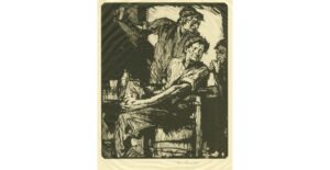 Frank Brangwyn, Men Drinking at Table, 1910, lithograff