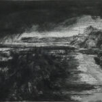 Image of an etching capturing a storm at Llanddona